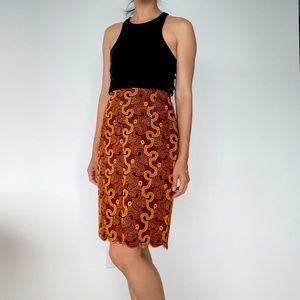 Embroidered knee-length skirt